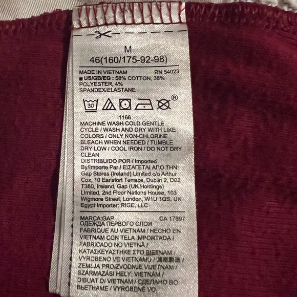 GAP Mock Neck Burgundy Cotton Sweater, Elbow Length Sleeves - Picture 4 of 4